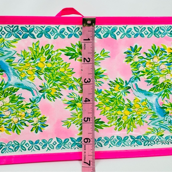 Lilly Pulitzer Palm Beach Breakers Reusable Tote Bag w insert pink, green - Picture 12 of 13